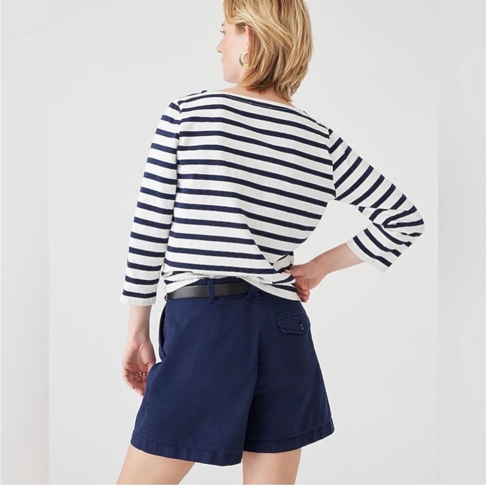 J. Crew Classic Fit 100% Cotton Boatneck Striped T-Shirt White Navy Size Medium - Picture 3 of 10